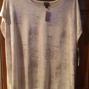 Silver and white shimmering shirt size 3x